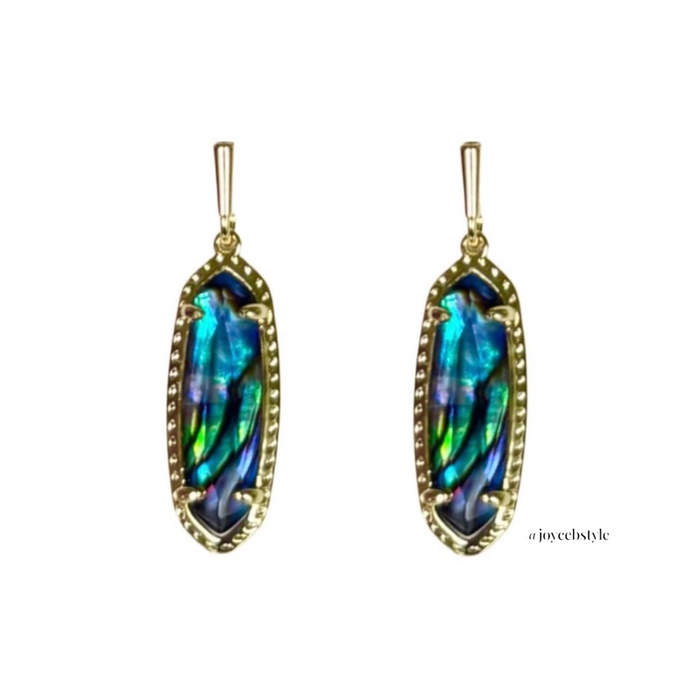 Kendra Scott Eva Gold Drop Earrings in Abalone Shell NWT - Picture 6 of 7